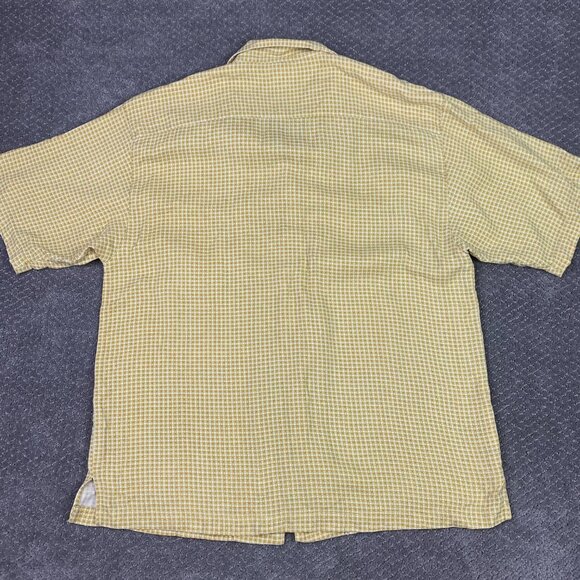 Tommy Bahama Silk Shirt Men's Large Golden Yellow Short Sleeve Camp Hawaiian - Picture 5 of 10